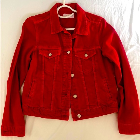Coats | Red Denim Jacket Mango | Poshmark